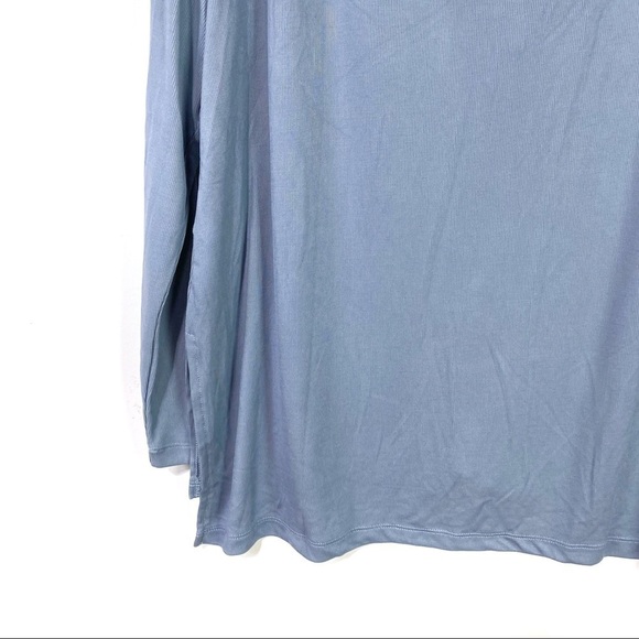 NEW cupcakes and cashmere Blue Lindy Oversized Button Front V-neck Blouse Sz L - Picture 9 of 11